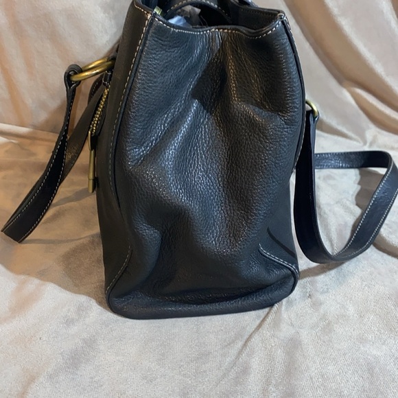 🆕 Fossil Castlehill Satchel Pebble Black Leather Handbag - Picture 3 of 16